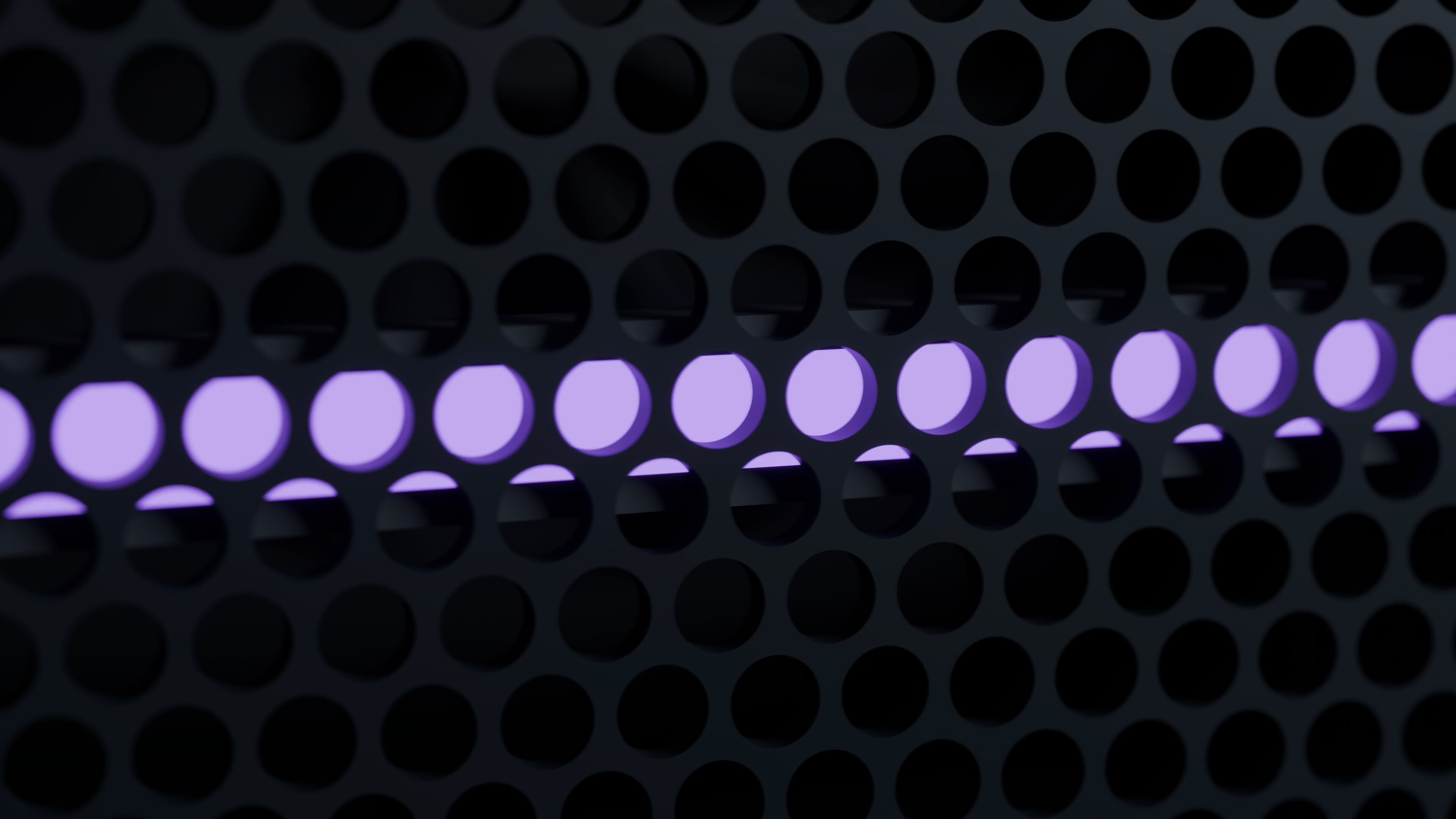 Illustrative close-up of the LP-R13 concept's perforated panel and purple lighting.