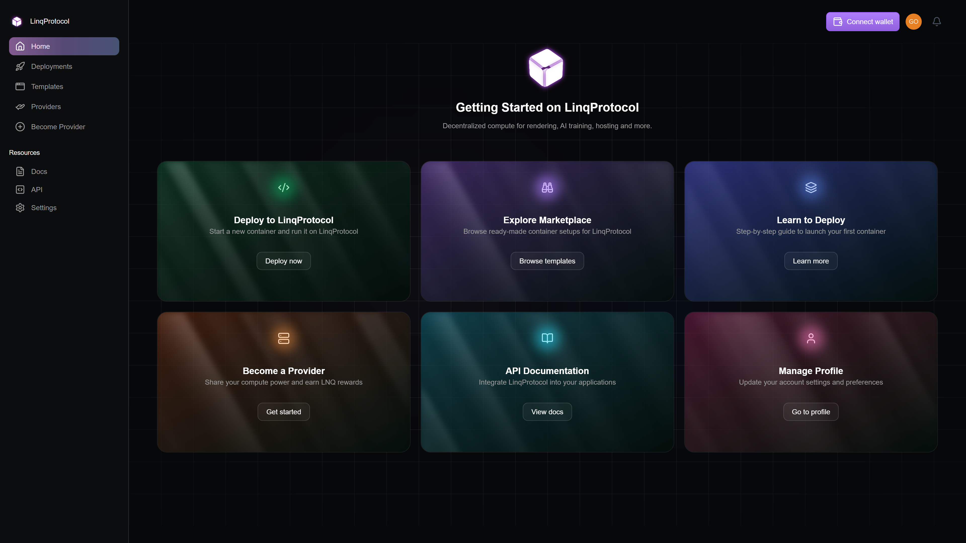 LinqProtocol Dashboard - Deploy and manage your applications